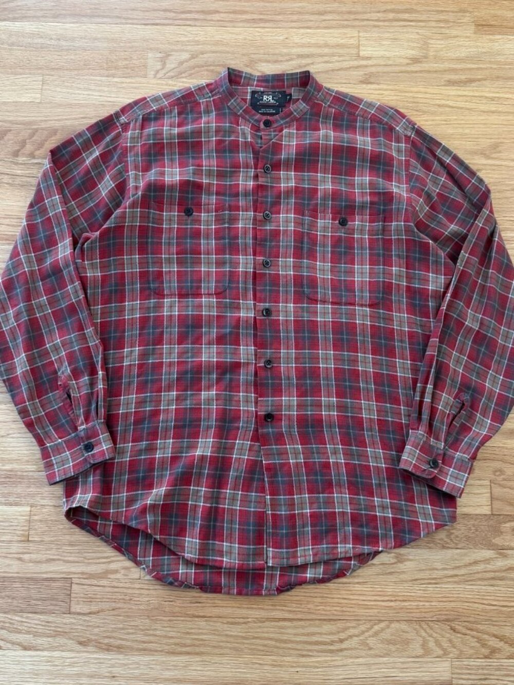 Double RL Vintage 3 Star Mandarin Collar Flannel Shirt Medium